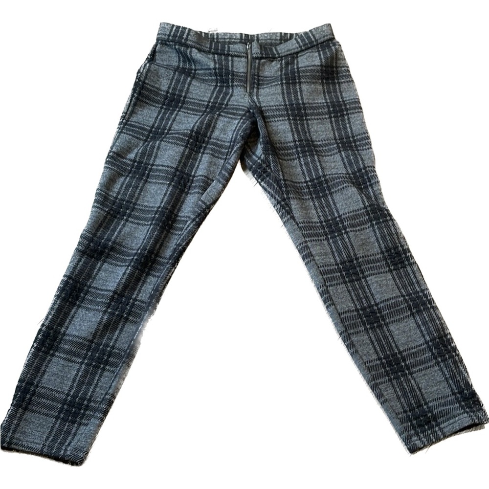 Hue Gray & Black Check Pull on Leggings with zipper